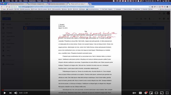 Paperless handwritten feedback