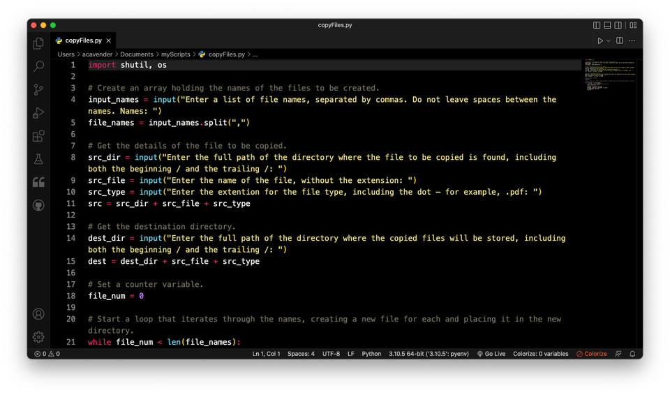 Python scripts for duplicating files and folders
